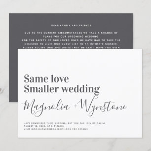 Mismo amor Invitación a una boda más pequeña