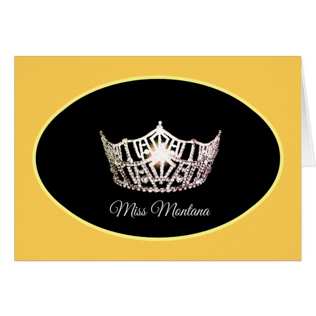 Miss América Silver Crown Note Card-Yellow (Anverso (Horizontal))