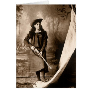 Miss Annie Oakley con un retrato fotográfico vinta