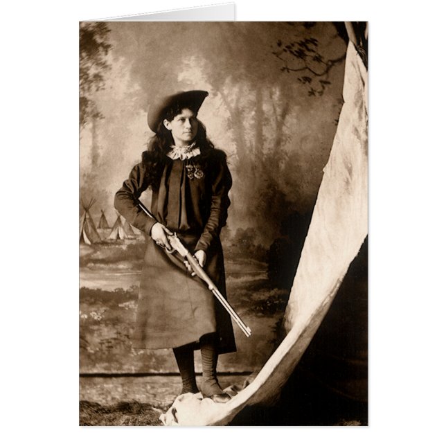 Miss Annie Oakley con un retrato fotográfico vinta (Frente)