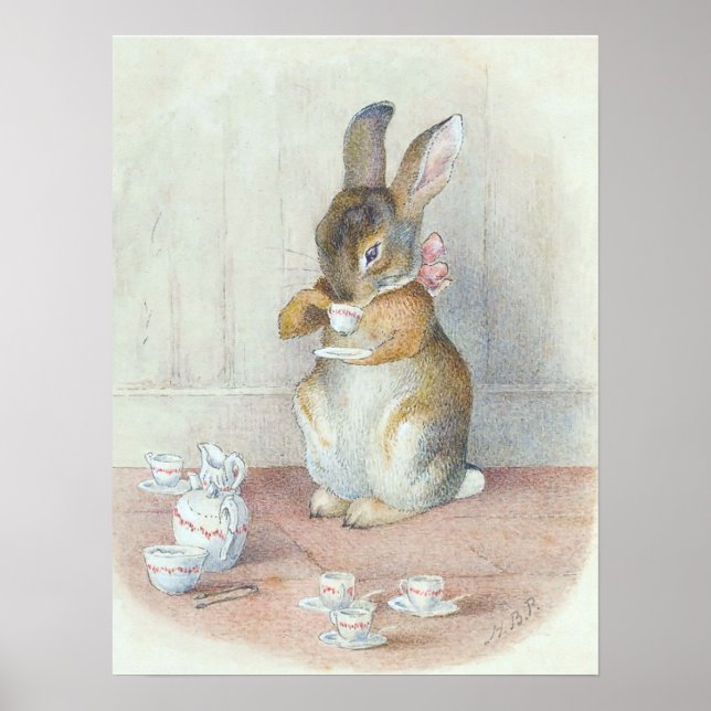 Miss Bunny bebiendo té decoración para guardería (Frente)