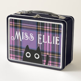 Miss Ellie y Cat Purple Plaid/Black Lunchbox