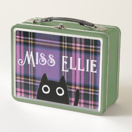 Miss Ellie y Cat Purple Plaid/Green Lunchbox