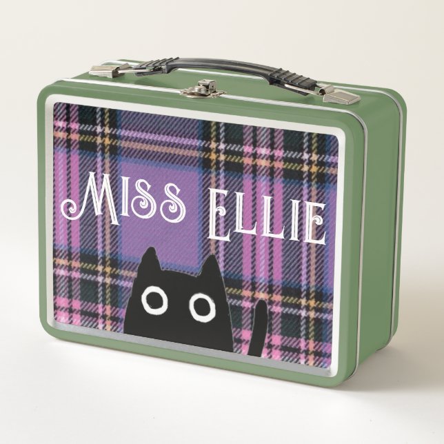 Miss Ellie y Cat Purple Plaid/Green Lunchbox (Anverso)