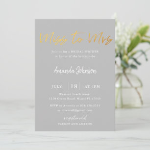 Miss Oro Y Gris A Invitación A La Ducha Bridal