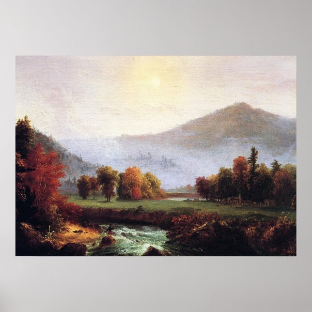 Mist Rising matutino en Plymouth, NH, arte fino, (Frente)