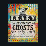 Misterios de la postal de los fantasmas - Funny an<br><div class="desc">Divertido anuncio de periódico vintage reimaginado para "Aprender los misterios de los fantasmas"</div>