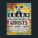 Misterios de la postal de los fantasmas - Funny an<br><div class="desc">Divertido anuncio de periódico vintage reimaginado para "Aprender los misterios de los fantasmas"</div>