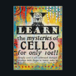 Misterios de la tarjeta postal Cello - Funny anunc<br><div class="desc">Divertido anuncio de periódico vintage reimaginado para "Aprender los misterios de Cello"</div>