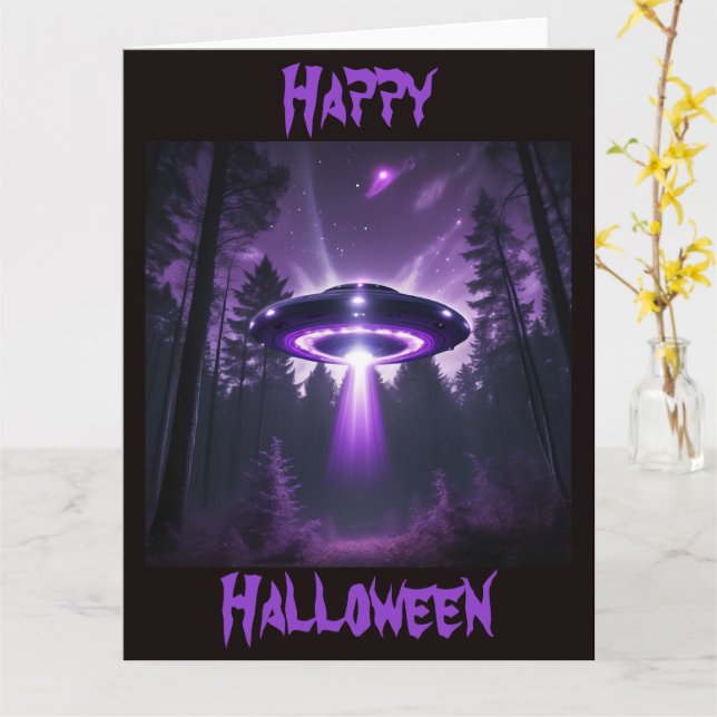 Misteriosa tarjeta de Halloween de OVNI (flor amarilla)