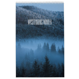 Misterioso calendario de fotos del paisaje inverna