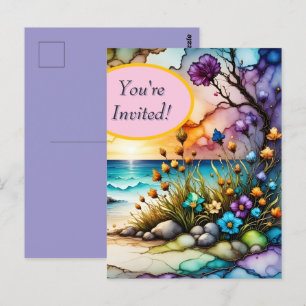Misterioso Portal Floral Ocean Beach Invitación