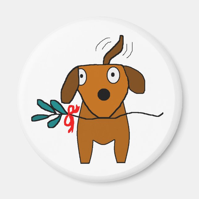 Mistletoe Doggie Wagging - imán (Frente)