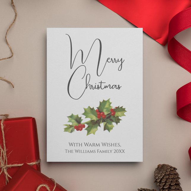 Mistletoe estilo vintage Mínimo Feliz Navidad (Vintage Style Mistletoe Minimal Merry Christmas Holiday Card
)