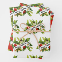 Mistletoe Feliz Navidad Hojas de papel de envolvim