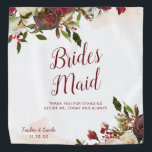 Mistletoe Manor Bridesmaid Cita pañuelo<br><div class="desc">Diseño de Rosas de Invierno Mistletoe Manor Watercolor Lush con Florales Pintadas a Mano, Hojas de Berry Holly, Foliage de Pine Sprig y Brocas de Pintura de Color de Agua. Marsala colorida, rojo Merlot de vino, borgoña, crema de marfil y verde. Con Tipografía De Moda Rápida, Fonas De Guión De...</div>