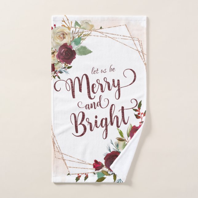 Mistletoe Manor Floral Seamos merry y brillantes (Toalla de mano)