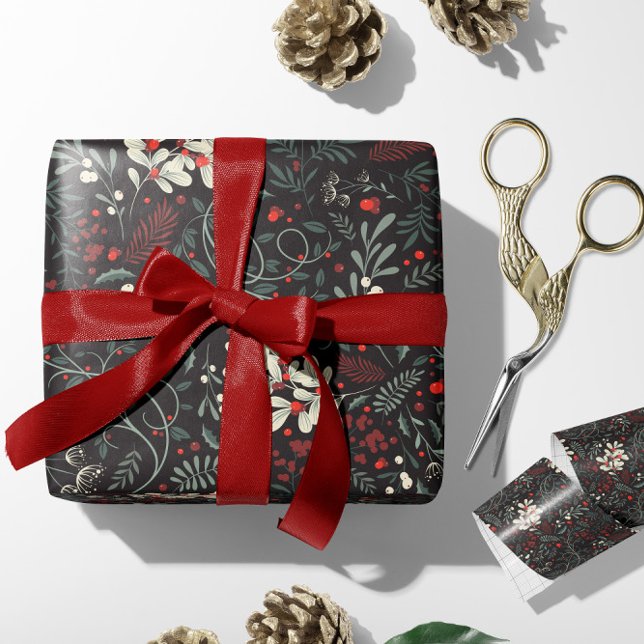 Mistletoe vintage, hojas holly, bayas rojas (Subido por el creador)