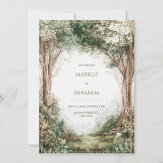 Misty Enchanted Forest Gold Frame Wedding