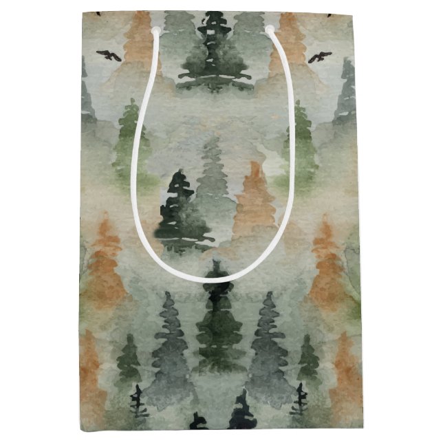 Misty Forest Birday | Bolsa de regalo MEDIA de jub (Anverso)