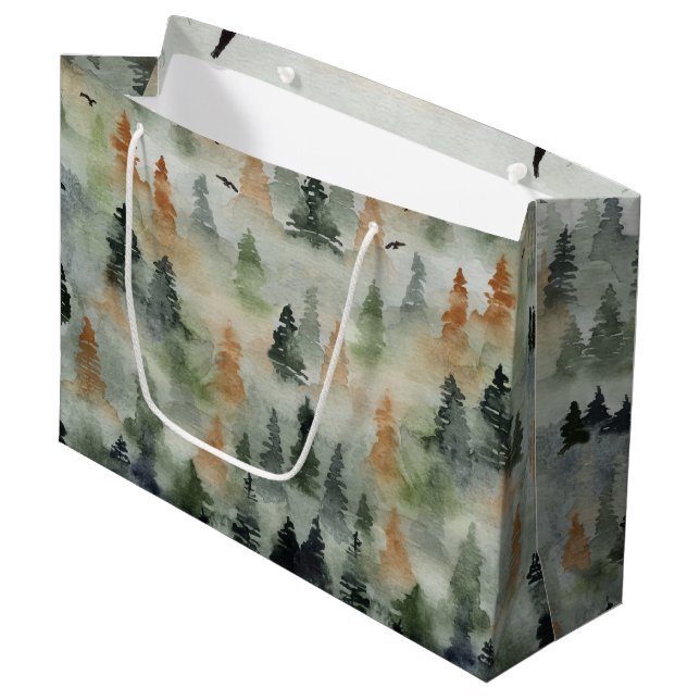 Misty Forest Birday | Gran bolsa de regalo de jubi (Angulo Anverso)