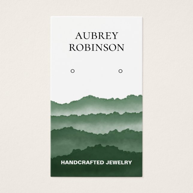 Misty Watercolor Mountains Green Display Card (Frente)