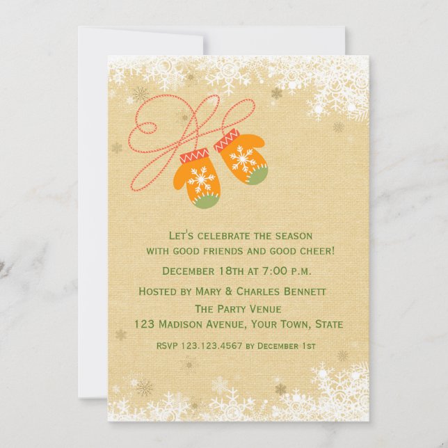 Mitones de invierno, invitaciones para fiestas de  (Anverso)