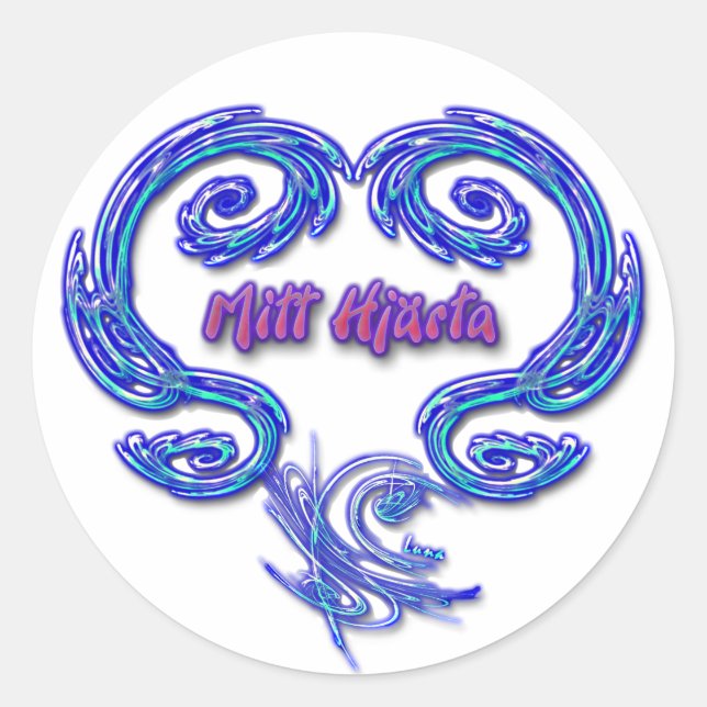 Mitt Hjarta Pegatina (sueco-blanco) (Anverso)