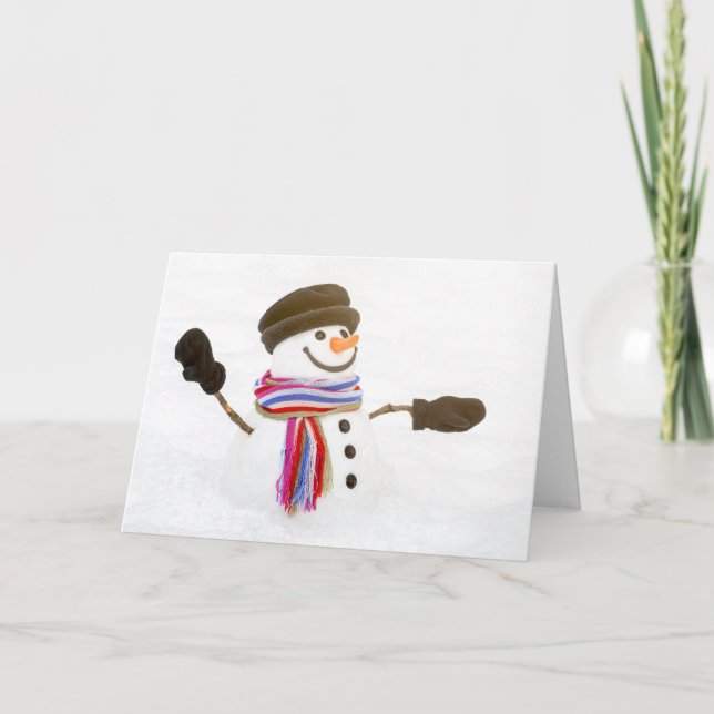 Mittens para tarjeta de vacaciones Detroit Snowman (Anverso)