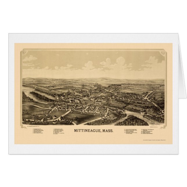 Mittineague, mapa panorámico de las MAMÁES - 1889 (Anverso (Horizontal))