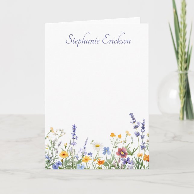 Mixed Meadow Wildflower Personalized Stationery (Anverso)