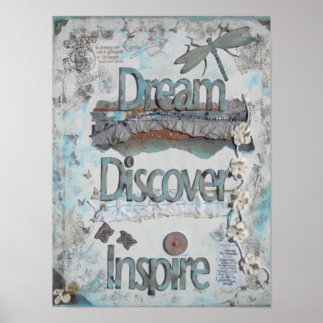Mixed Media Art Dream Descubre Cita Arte Imprimir (Frente)