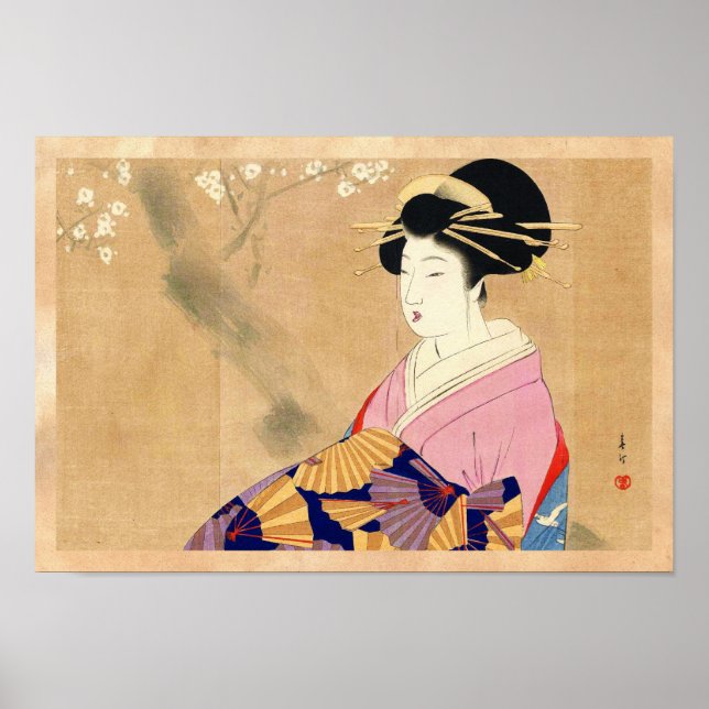 Miyagawa Shuntei Oiran arte ukiyo-e japonés (Frente)