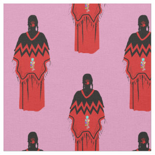 MMIW Kwe con tela rosa de patrón de mano roja