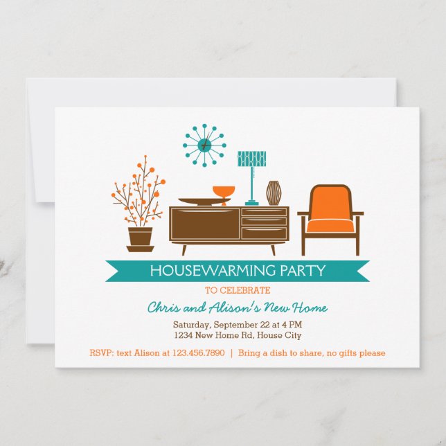 Mobiliario moderno Invitación de fiesta de calenta (Anverso)