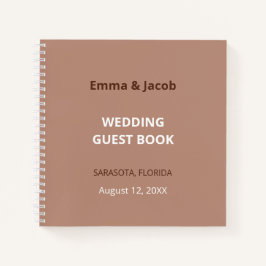 Mocha Brown Boda moderno libro de invitados