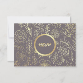 Mocha oscura | Tarjeta RSVP de Boda de Patrón Flor