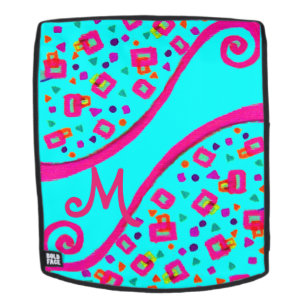 Mochila ABSTRACTO DECO MONOGRAM Blue Pink Fuchsia Swirls