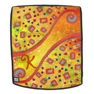 Mochila ABSTRACTO DECO MONOGRAM Naranja Blue Yellow Swirls