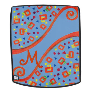 Mochila ABSTRACTO DECO MONOGRAM Naranja Blue Yellow Swirls