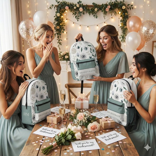 Mochila acuarela Floral de la dama de honor (Ask your bridesmaids to be in your wedding with these beautiful personalized backpacks! )