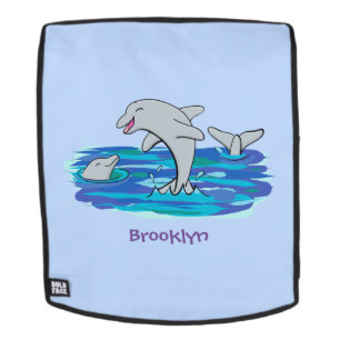 Mochila Adorables delfines felices ilustracion personaliza