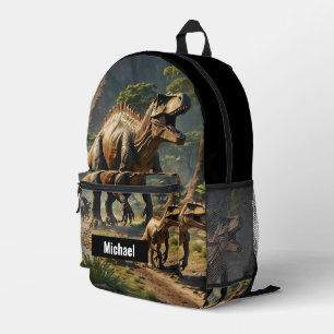Mochila al aire libre de Dinosaur Boy con nombre p