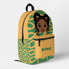 Mochila amarilla impresa personalizada para niña