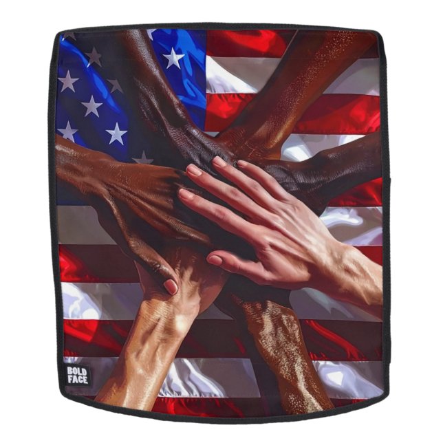 Mochila American Flag with hands from various Americans (Cara extraíble)