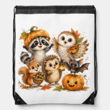 Animales lindos del bosque de otoño jugando