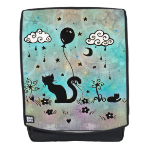 Mochila Arte de silueta de gato negro lindo