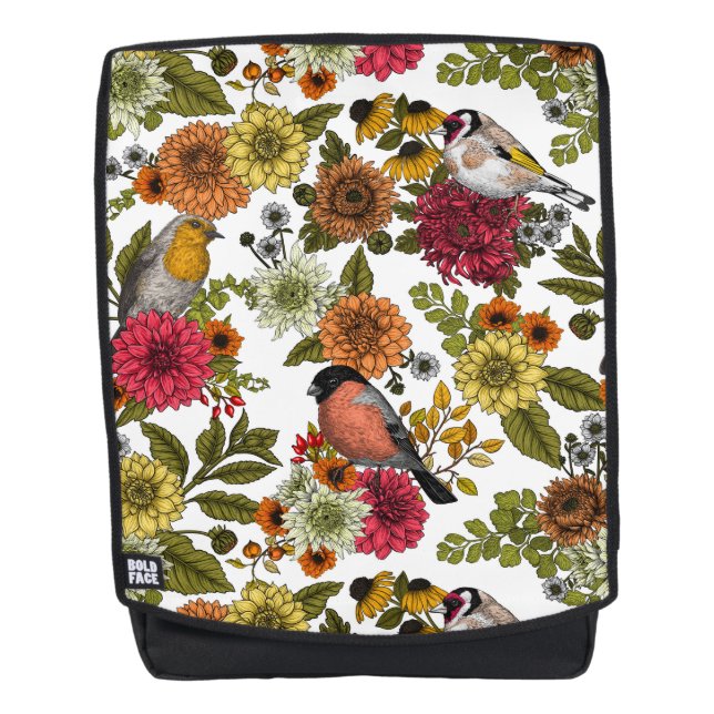 Mochila Aves de jardín y flores 1 (Anverso)