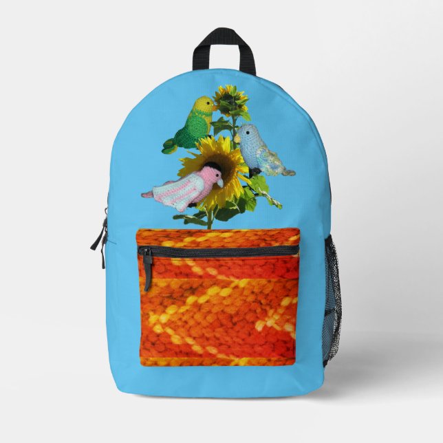 Mochila - Aves de juguete con girasol (Anverso)
