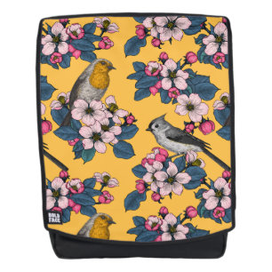 Mochila Aves y flores en amarillo